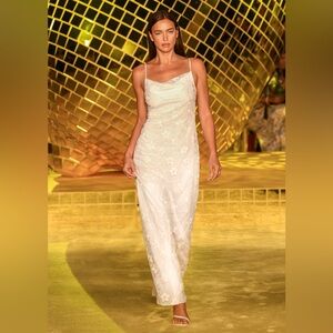 NWT $545 Staud White Floral Dea Maxi Dress Size 8